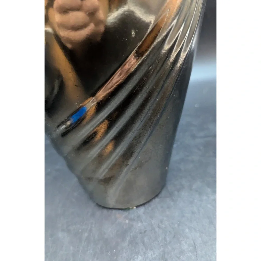 Vintage Haeger Pottery Vase Bronze Tone Swirl Pattern Ceramic 1980s 9.75